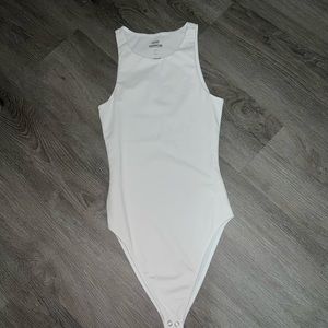 Good American White Highneck Bodysuit